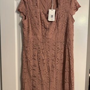Grace Karin Women's Dusty Rose Lace Midi Dress